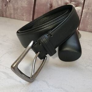 Columbia Men's Trinity Belt Black Silver Buckle Leather Lining Classic Business
